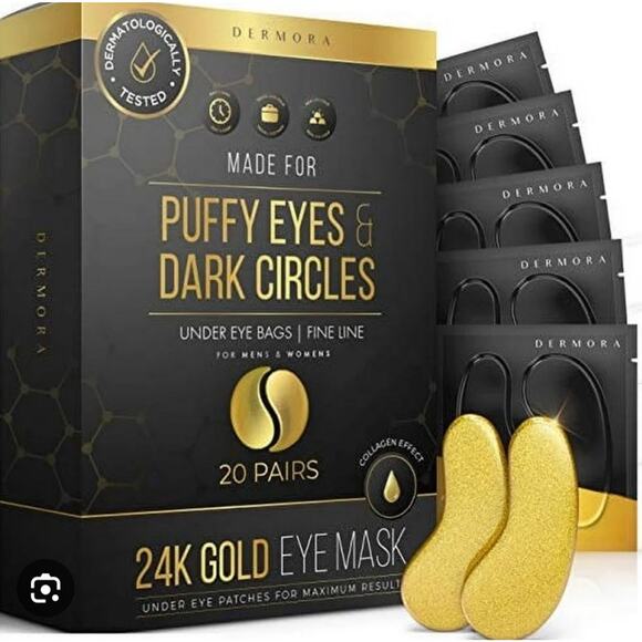 24K Gold Eye Mask Puffy Eyes Dark Circle Under Eye Patches 20 Pairs x 2 Boxes - Picture 4 of 5